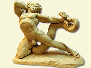 Man with a snake, Sculptor in Madrid